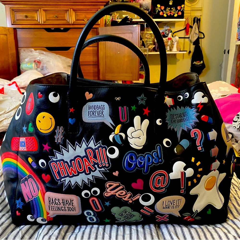 Anya Hindmarch Ebury Maxi Tote w/ Wink Stickers